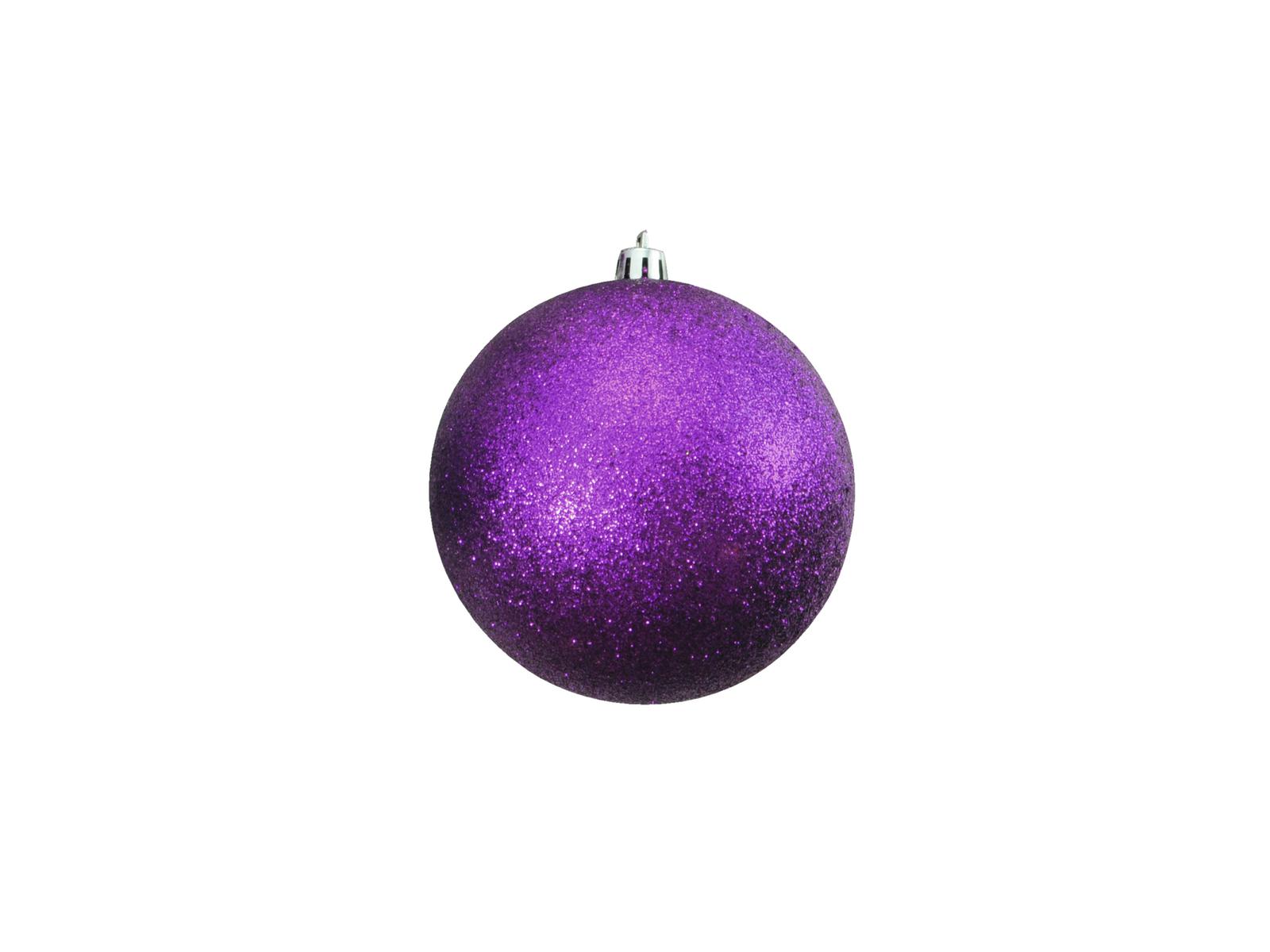 Vánoční ozdoby 10cm, 4ks fialové s glitry