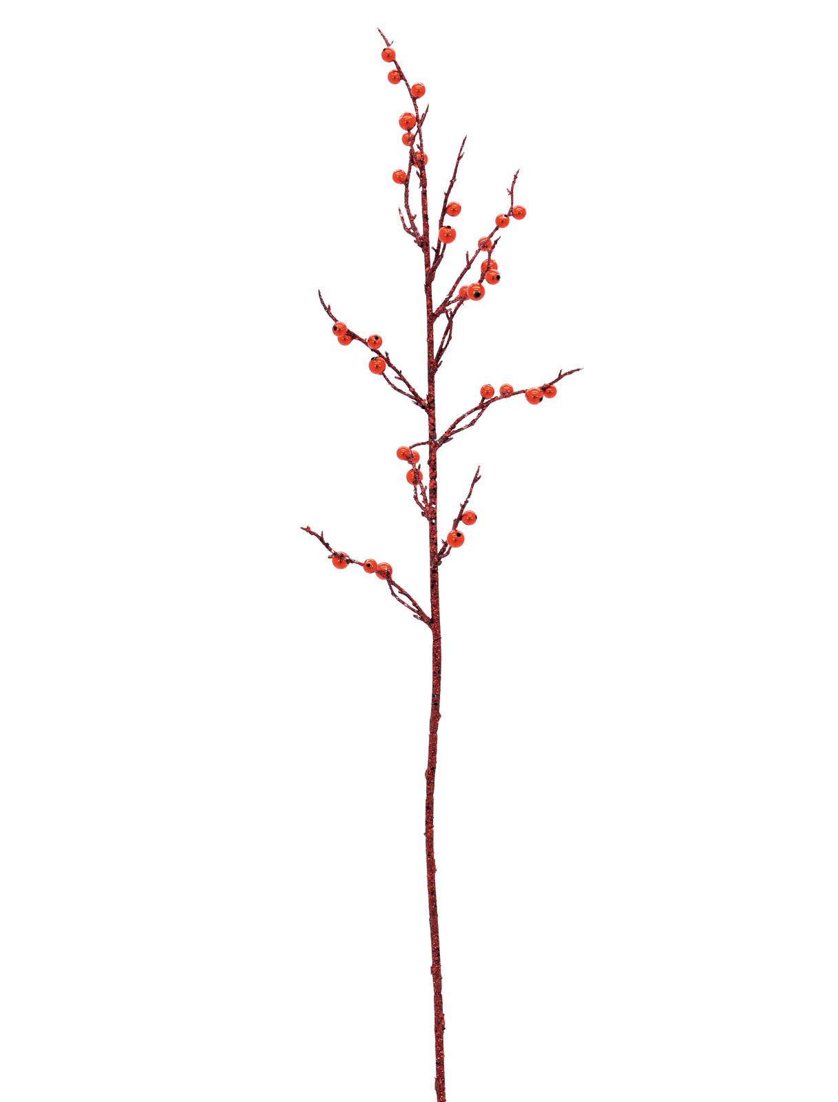 Dekorační větvička s korálky - červená, 85cm / 3ks