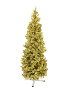 Vánoční stromek jedle metalický, zlatá, 210 cm