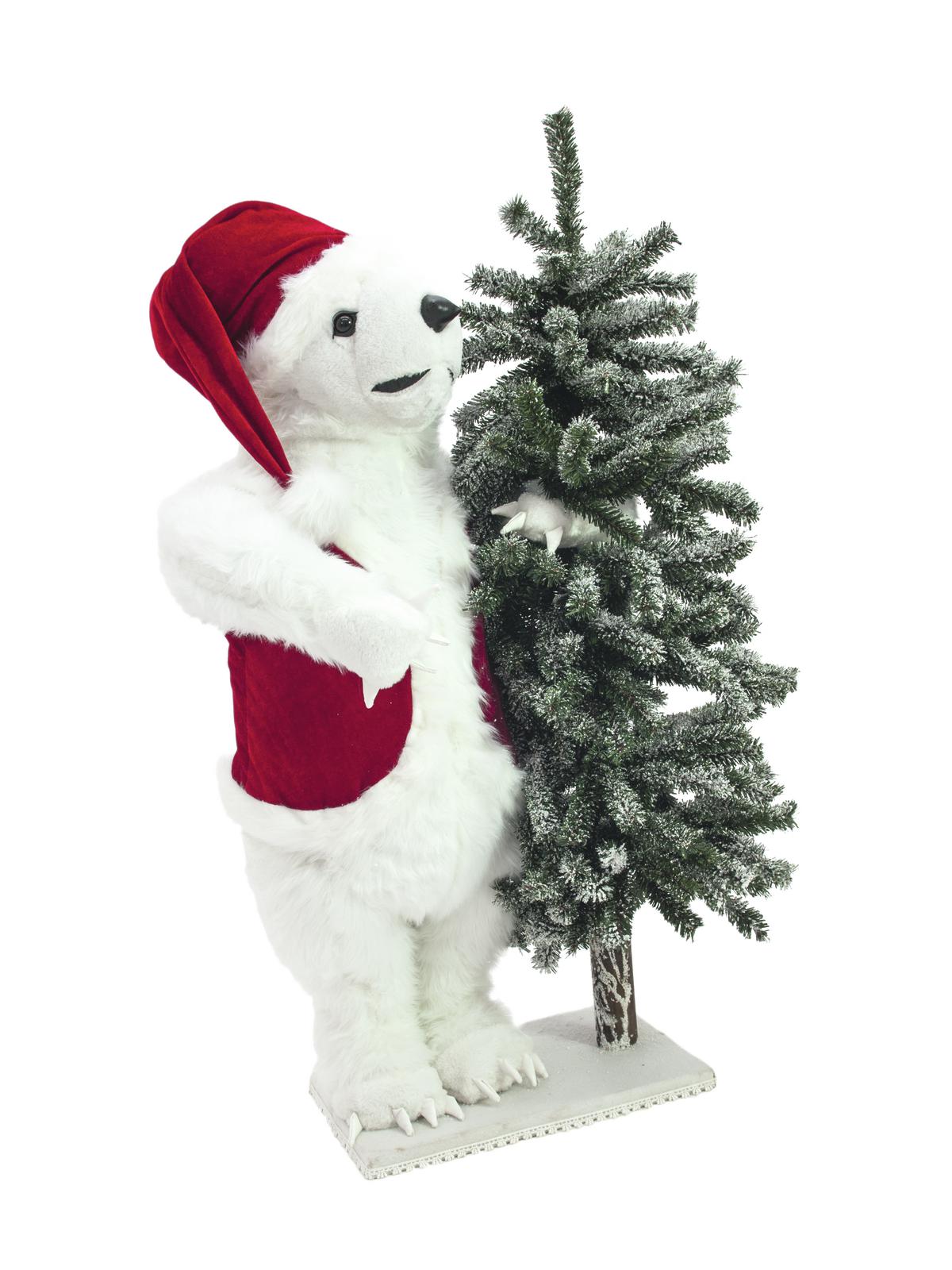 Vánoční lední medvěd se stromkem, 105cm