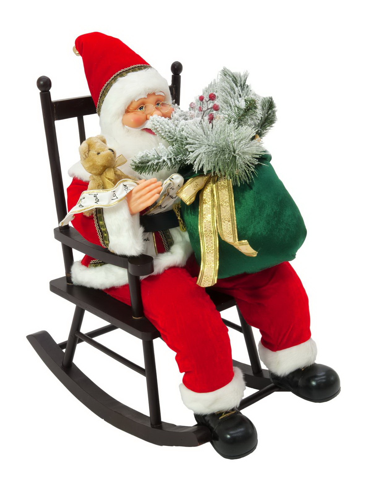 Figurína Santa Claus na houpacím křesle, 80cm