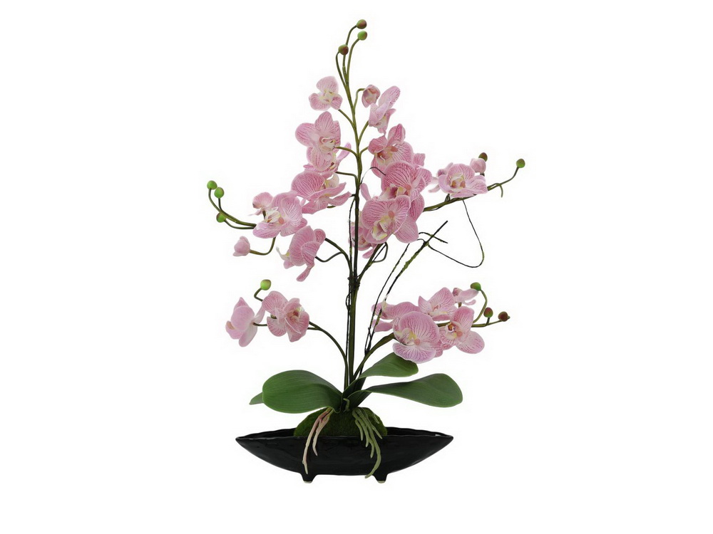 Orchidej v dekorativní misce (EVA), 60cm fialová