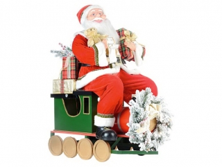Figurína Santa Claus ve vlaku, 90cm