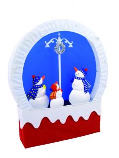 Vánoční rodinka sněhuláků se sněžením