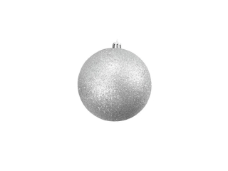 Vánoční ozdoby 10cm, 4ks stříbrné s glitry